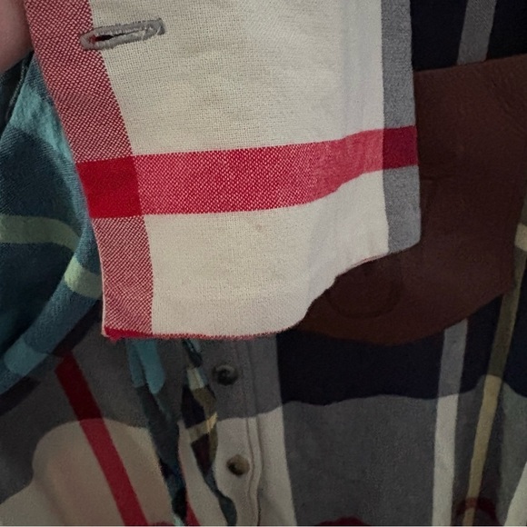 J W ANDERSON sz 4 Blue Long Sleeve Tie Plaid Button Down Leather Patch Pocket - Picture 5 of 16